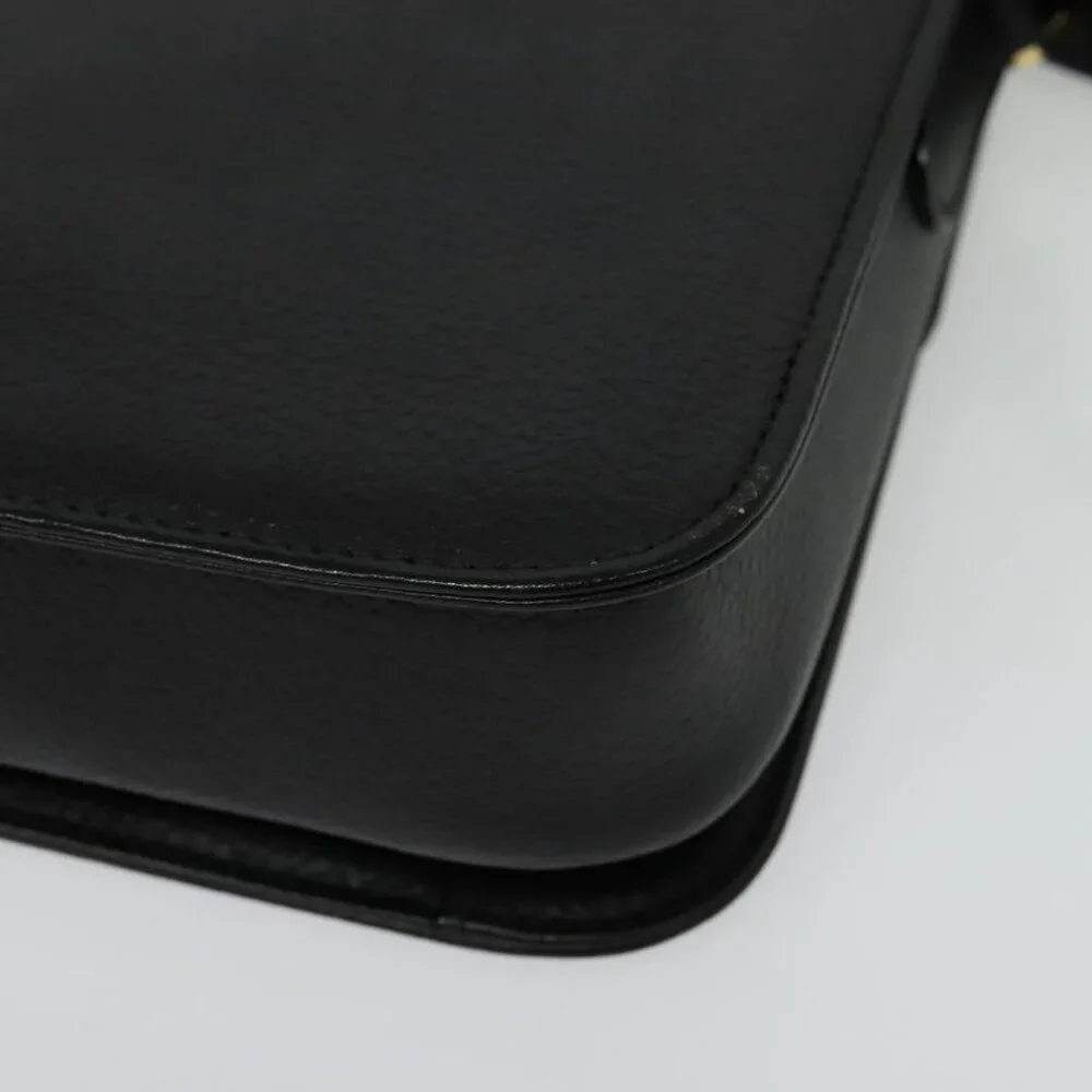 Authentic Burberrys Shoulder Bag Leather Black Gold - Picture 8 of 16